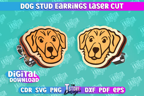 Dog Stud Earrings Laser Cut Bundle | Accessories Design | Decorative Earrings Template | CNC File SVG The T Store Design 