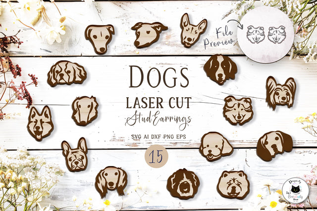 Dog Stud Earrings Laser Cut Bundle SVG Ivy's Creativity House 