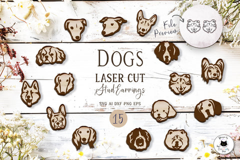Dog Stud Earrings Laser Cut Bundle SVG Ivy's Creativity House 