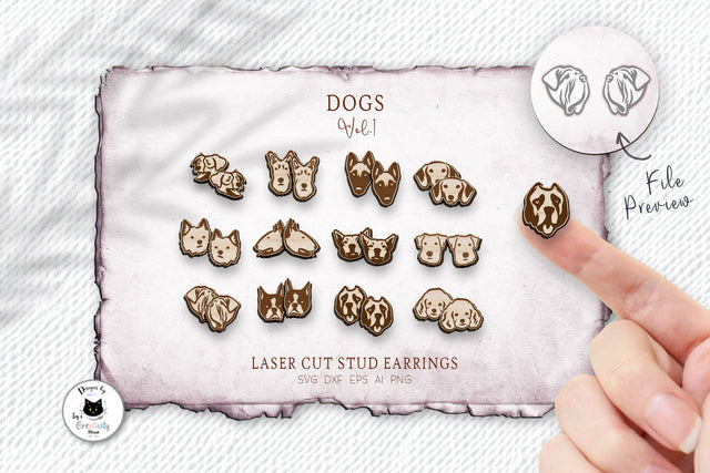 Dog Stud Earrings Laser Cut SVG SVG Ivy's Creativity House 