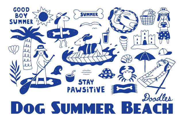 Dog Summer Beach Doodles PNG Clipart Sublimation Rin Green 