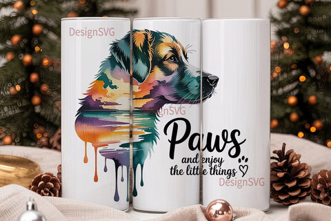 Dog Sunset Beach Tumbler Design Sublimation DesignSVG 