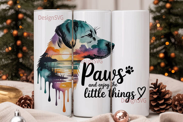 Dog Sunset Beach Tumbler Design Sublimation DesignSVG 