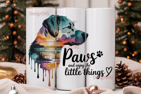 Dog Sunset Beach Tumbler Design Sublimation DesignSVG 