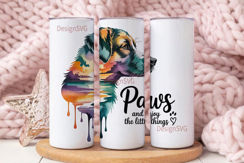 Dog Sunset Beach Tumbler Design Sublimation DesignSVG 