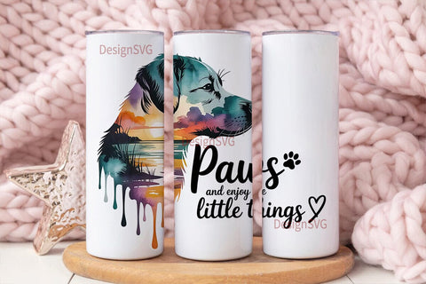 Dog Sunset Beach Tumbler Design Sublimation DesignSVG 