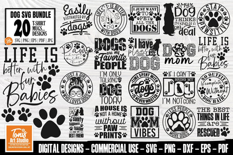 Dog SVG Bundle | Dog Mom Svg | Paw Print | Dog Shirt Designs SVG TonisArtStudio 