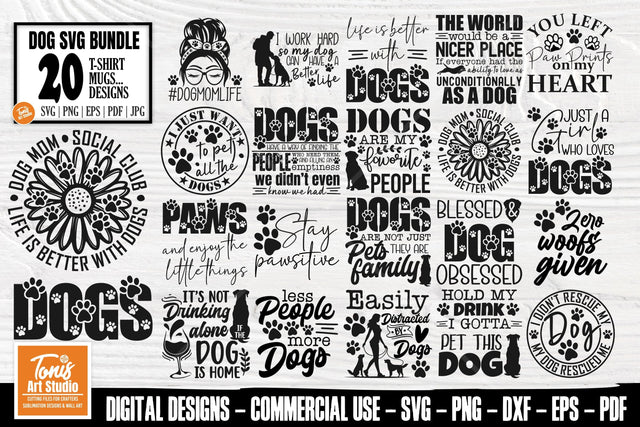 Dog SVG Bundle | Funny Dog SVG | Dog Shirt Svg | Paw Prints SVG TonisArtStudio 