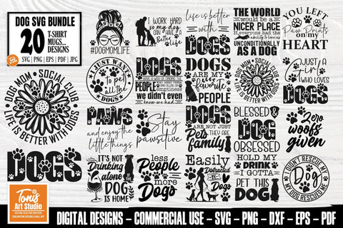 Dog SVG Bundle | Funny Dog SVG | Dog Shirt Svg | Paw Prints SVG TonisArtStudio 