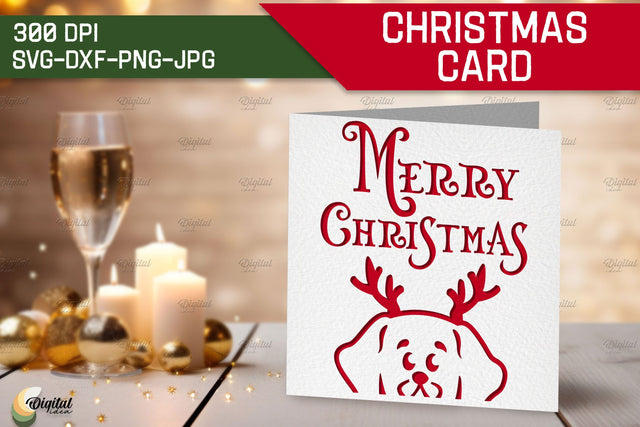 Dog SVG. Christmas Card Animal. Merry Christmas 3D Paper Evgenyia Guschina 