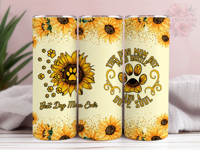 Dog This Dog Mom God Mad Hustle Size 20 Oz Tumbler, Sunflower Dog Paw Tumbler, Straight & Tapered Tumbler Wrap, Instant Digital Download Sublimation Li Zamperini 