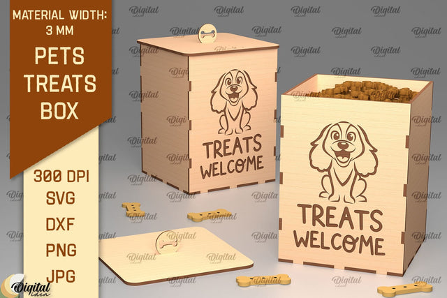 Dog Treats Box Laser Cut. Pets Treats Storage Box SVG SVG Evgenyia Guschina 