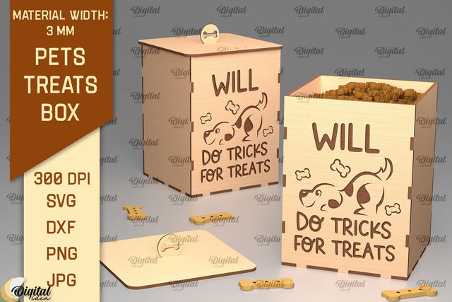 Dog Treats Box Laser Cut. Pets Treats Storage Box SVG SVG Evgenyia Guschina 