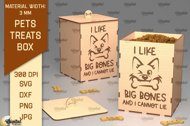 Dog Treats Box Laser Cut. Pets Treats Storage Box SVG SVG Evgenyia Guschina 