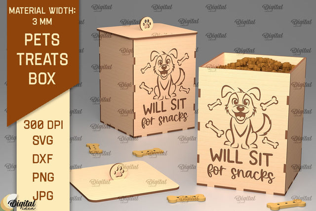 Dog Treats Box Laser Cut. Pets Treats Storage Box SVG SVG Evgenyia Guschina 