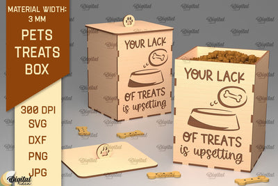 Dog Treats Box Laser Cut. Pets Treats Storage Box SVG SVG Evgenyia Guschina 