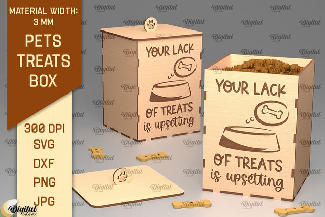 Dog Treats Box Laser Cut. Pets Treats Storage Box SVG SVG Evgenyia Guschina 