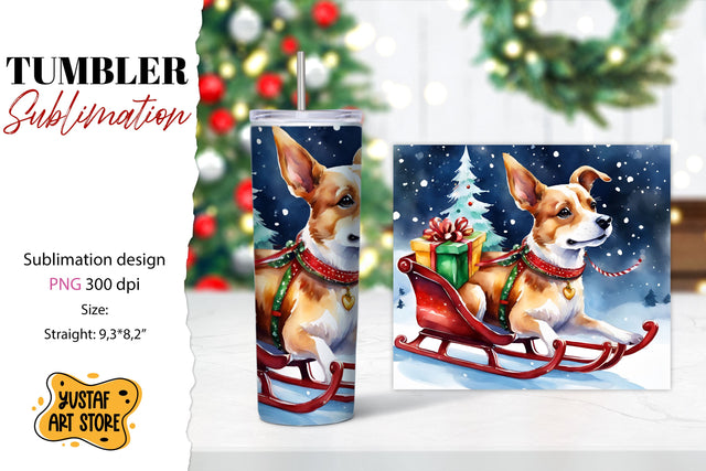 Dog tumbler. Christmas tumbler sublimation. Sublimation Yustaf Art Store 