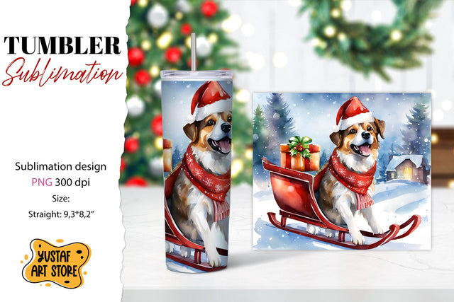 Dog tumbler. Christmas tumbler sublimation. SVG Yustaf Art Store 