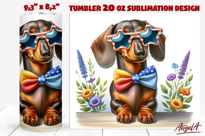 Dog tumbler sublimation / Dachshund tumbler / Patriotic dog Sublimation Angelina Semenova 