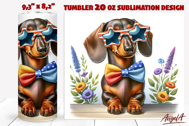 Dog tumbler sublimation / Dachshund tumbler / Patriotic dog Sublimation Angelina Semenova 