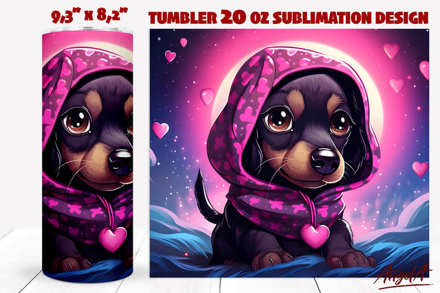 Dog tumbler sublimation / Funny baby Dachshund tumbler wrap Sublimation Angelina Semenova 