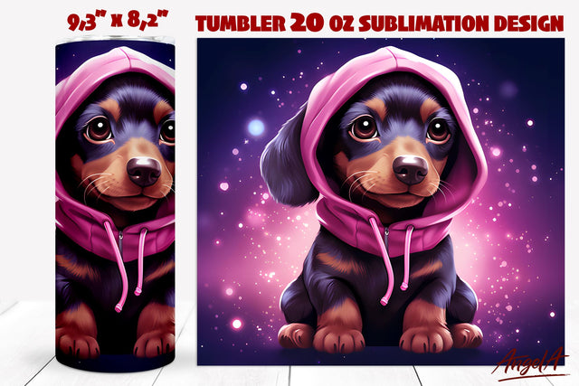 Dog tumbler sublimation / Funny baby Dachshund tumbler wrap Sublimation Angelina Semenova 