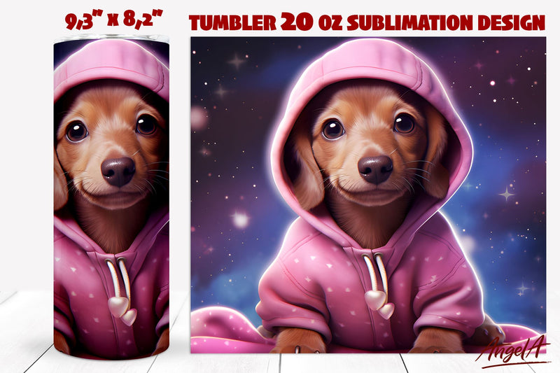 Dog tumbler sublimation / Funny Dachshund tumbler wrap PNG Sublimation Angelina Semenova 