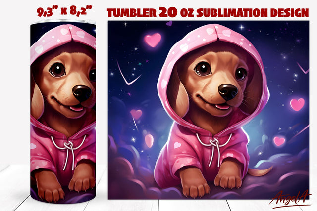 Dog tumbler sublimation / Funny Dachshund tumbler wrap PNG Sublimation Angelina Semenova 