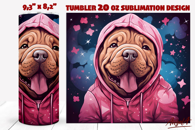 Dog tumbler sublimation / Funny Shar pei png / cute dog png Sublimation Angelina Semenova 