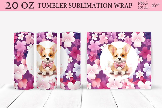 Dog Tumbler Sublimation PNG. Valentines Day. 20 OZ Tumbler Sublimation Olga Terlyanskaya 
