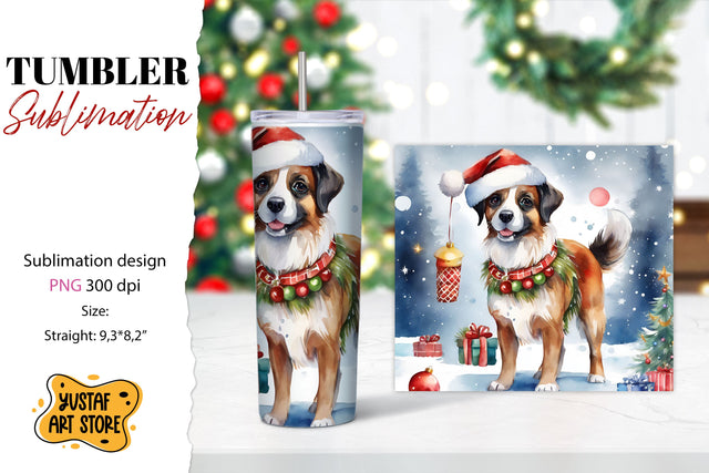 Dog tumbler wrap. Christmas tumbler sublimation. Sublimation Yustaf Art Store 