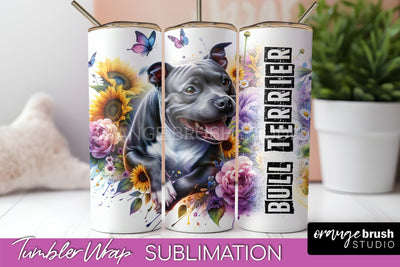 Dog Tumbler Wrap - Dog Mom Floral Tumbler Sublimation Sublimation OrangeBrushStudio 