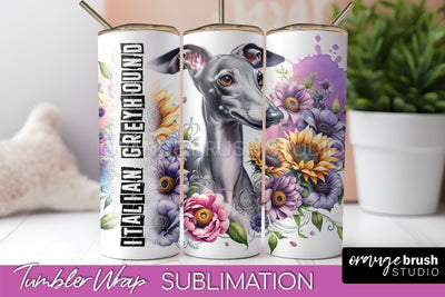 Dog Tumbler Wrap - Dog Mom Floral Tumbler Sublimation Sublimation OrangeBrushStudio 