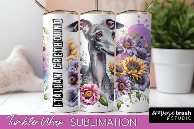 Dog Tumbler Wrap - Dog Mom Floral Tumbler Sublimation Sublimation OrangeBrushStudio 