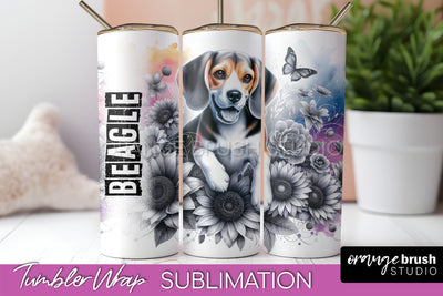 Dog Tumbler Wrap - Dog Mom Floral Tumbler Sublimation Sublimation OrangeBrushStudio 