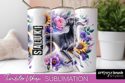 Dog Tumbler Wrap - Dog Mom Floral Tumbler Sublimation Sublimation OrangeBrushStudio 