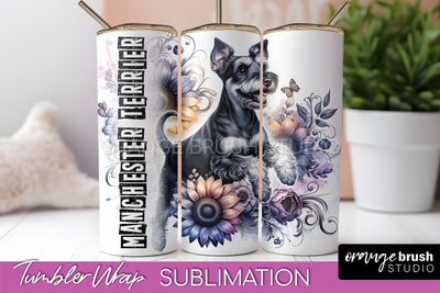 Dog Tumbler Wrap - Dog Mom Floral Tumbler Sublimation Sublimation OrangeBrushStudio 