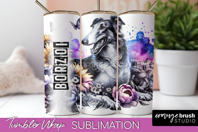 Dog Tumbler Wrap - Dog Mom Floral Tumbler Sublimation Sublimation OrangeBrushStudio 