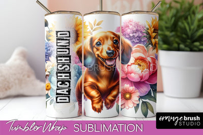 Dog Tumbler Wrap - Dog Mom Floral Tumbler Sublimation Sublimation OrangeBrushStudio 