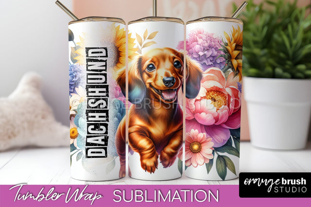 Dog Tumbler Wrap - Dog Mom Floral Tumbler Sublimation Sublimation OrangeBrushStudio 