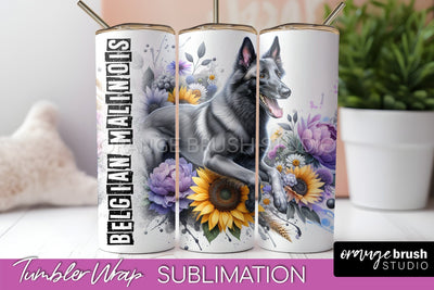 Dog Tumbler Wrap - Dog Mom Floral Tumbler Sublimation Sublimation OrangeBrushStudio 