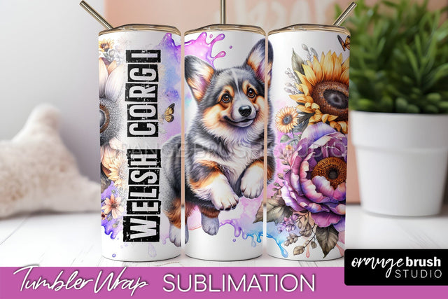Dog Tumbler Wrap - Dog Mom Floral Tumbler Sublimation Sublimation OrangeBrushStudio 