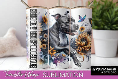 Dog Tumbler Wrap - Dog Mom Floral Tumbler Sublimation Sublimation OrangeBrushStudio 