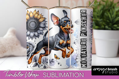 Dog Tumbler Wrap - Dog Mom Floral Tumbler Sublimation Sublimation OrangeBrushStudio 