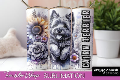 Dog Tumbler Wrap - Dog Mom Floral Tumbler Sublimation Sublimation OrangeBrushStudio 