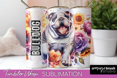 Dog Tumbler Wrap - Dog Mom Floral Tumbler Sublimation Sublimation OrangeBrushStudio 