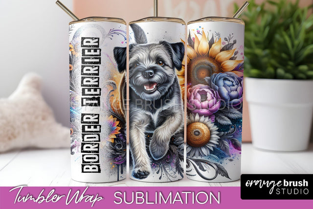 Dog Tumbler Wrap - Dog Mom Floral Tumbler Sublimation Sublimation OrangeBrushStudio 