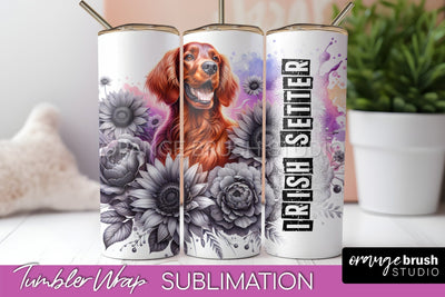 Dog Tumbler Wrap - Dog Mom Floral Tumbler Sublimation Sublimation OrangeBrushStudio 