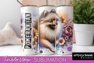 Dog Tumbler Wrap - Dog Mom Floral Tumbler Sublimation Sublimation OrangeBrushStudio 